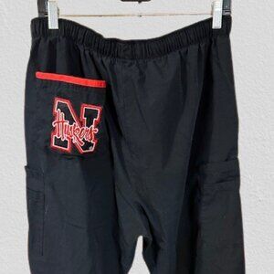 Black Landau Scrub Pants with Huskers Logo - men's  7393